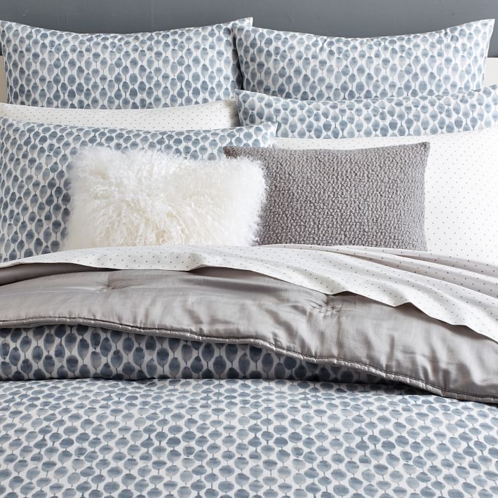 Organic Stamped Dots Duvet Cover & Shams Moonstone West Elm