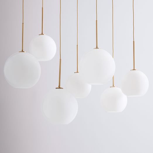 Sculptural Glass 7 Light Globe Chandelier Milk