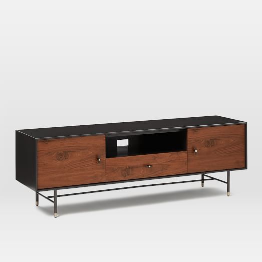 Modernist Wood Lacquer Media Console 68 Anthracite