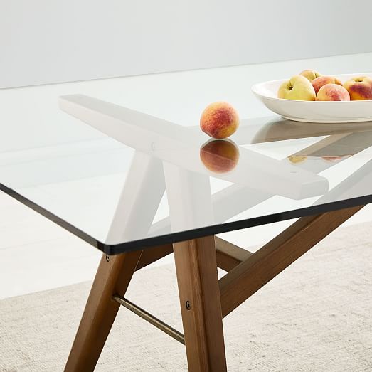 New Phoenix Solid Oak Glass Dining Table Modern Clear Dining Room Furniture 