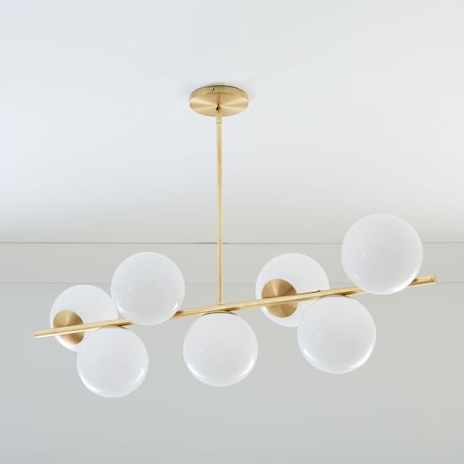 Sphere Stem 7 Light Chandelier Milk