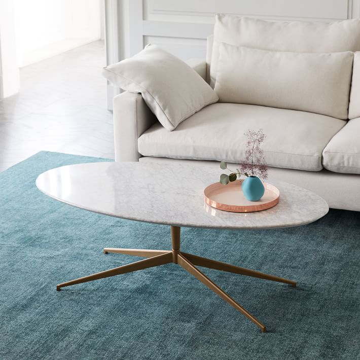 MidCentury Oval Marble Pedestal Coffee Table west elm