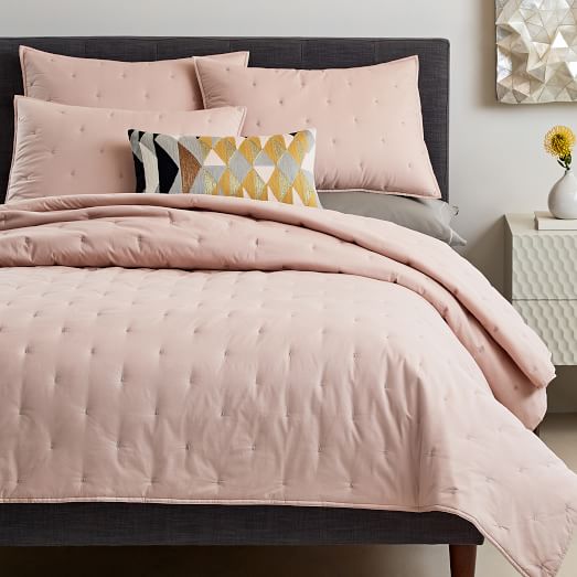 Washed Cotton Percale Quilt Shams Pink Blush