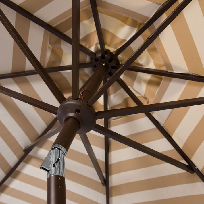 Striped Outdoor Umbrella Beige & White west elm