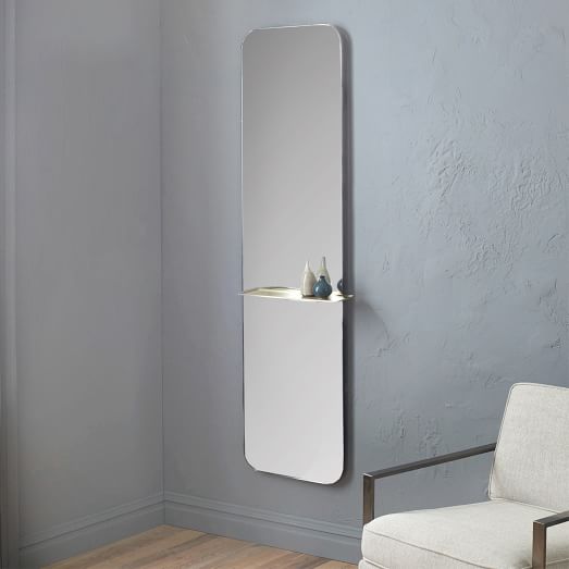 Floating Shelf Floor Mirror Polished Brass West Elm