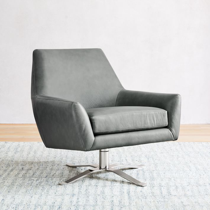 Lucas Leather Swivel Base Chair west elm