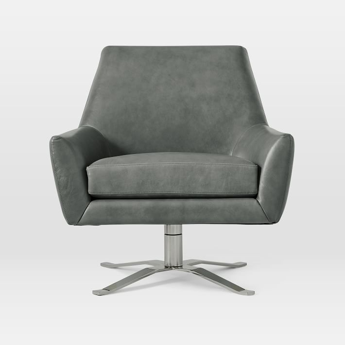 Lucas Leather Swivel Base Chair west elm