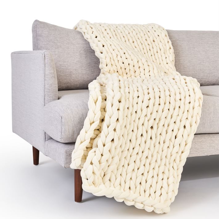 Bearaby Velvet Weighted Blanket Marble White West Elm