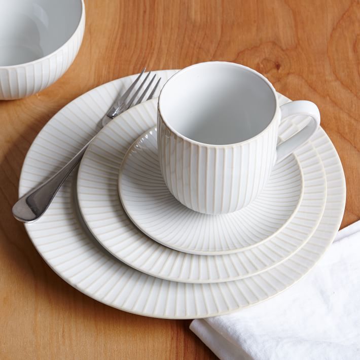 Textured Dinner Plates White (Lines) West Elm