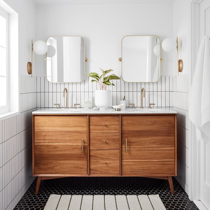 Mid Century Double Bathroom Vanity Acorn