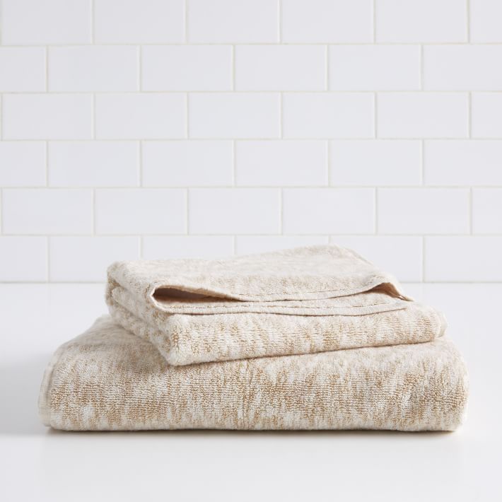 Organic Stria Towels Oatmeal West Elm