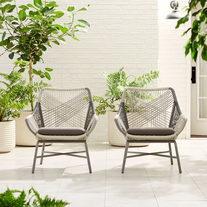 Huron Outdoor Small Lounge Chair & Cushion Gray West Elm