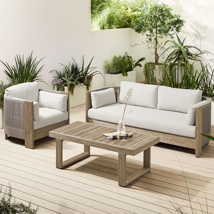 Porto Outdoor Sofa Lounge Chair Portside Coffee Table Set