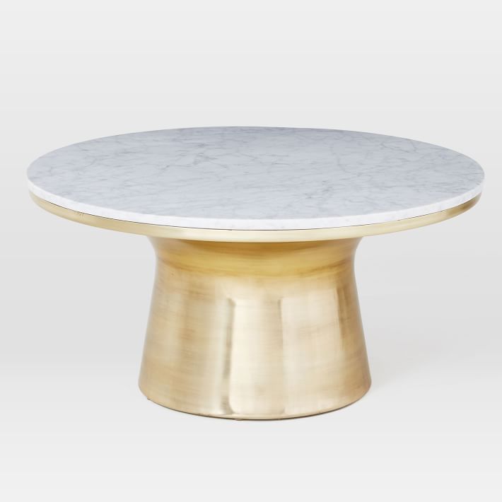MarbleTopped Pedestal Coffee Table White Marble/Antique Brass West Elm
