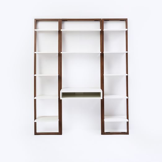 Ladder Shelf Desk Narrow Bookshelf Set