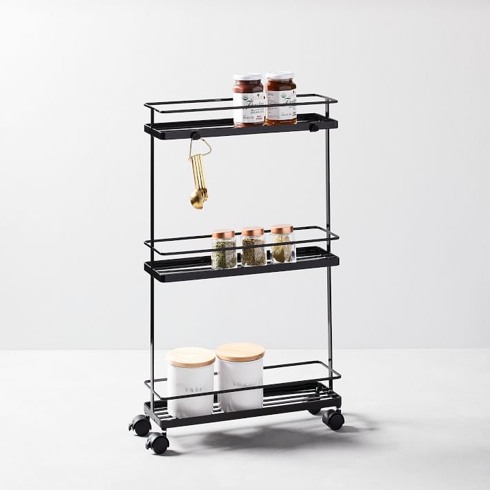 Slim Rolling Storage Cart Black West Elm