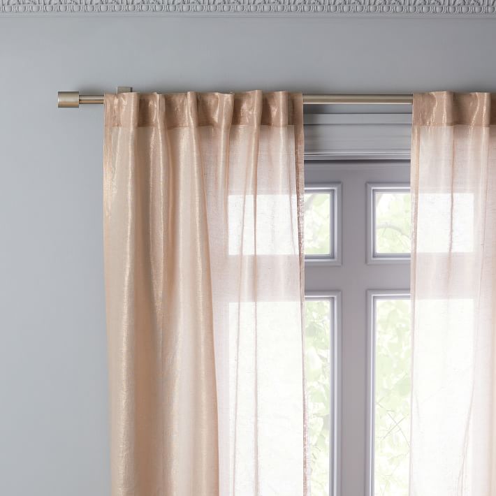 Sheer Metallic Belgian Linen Curtain Dusty Blush West Elm