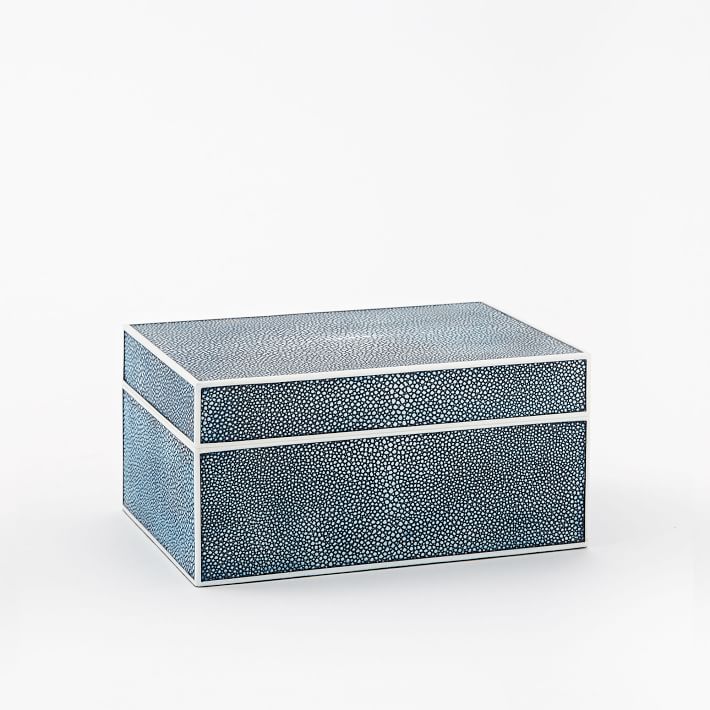 Faux Shagreen Box Indigo, Jewelry Organization West Elm