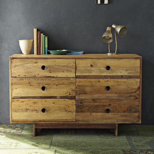 Emmerson Reclaimed Wood 6 Drawer Dresser Natural