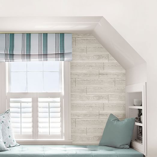 Stacked White Wood Grain Peel & Stick Wallpaper