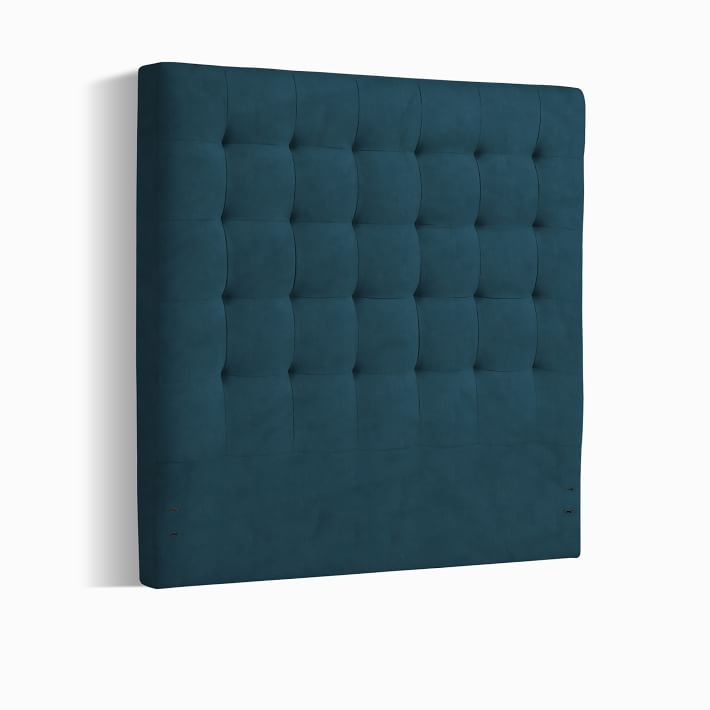 Tall Grid Tufted Headboard, Twin, Performance Velvet, Lagoon West Elm